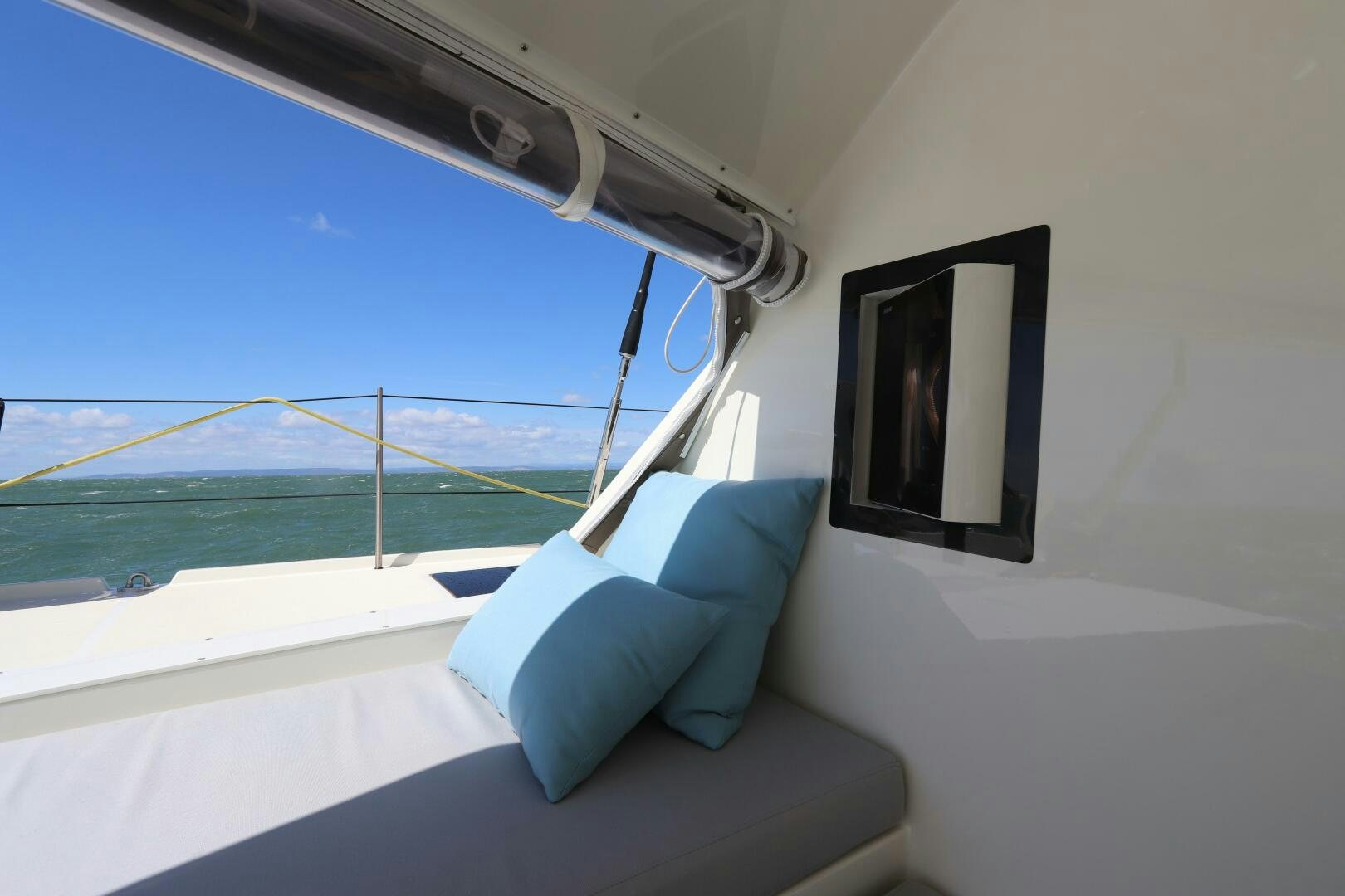 a bed on a boat aboard CATCH ME Yacht for Sale