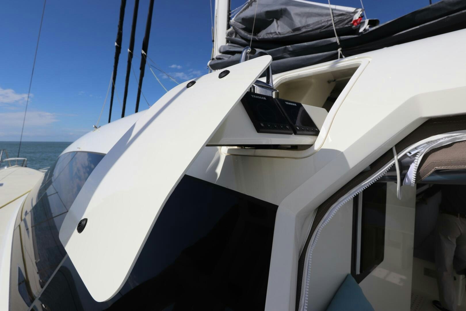 the front of a boat aboard CATCH ME Yacht for Sale
