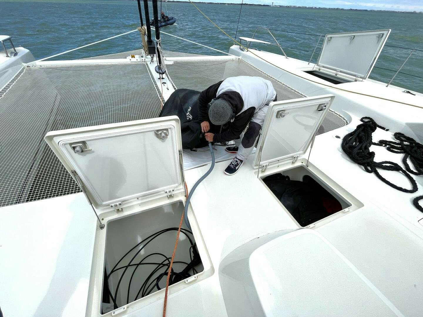 a person on a boat aboard CATCH ME Yacht for Sale