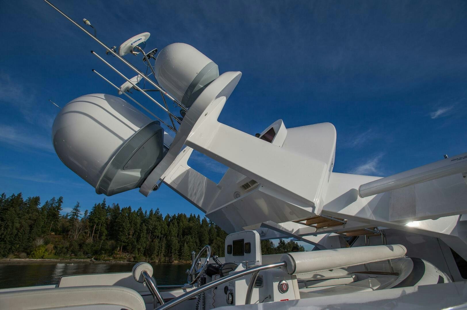 a space shuttle on a launch pad aboard CAZADOR Yacht for Sale