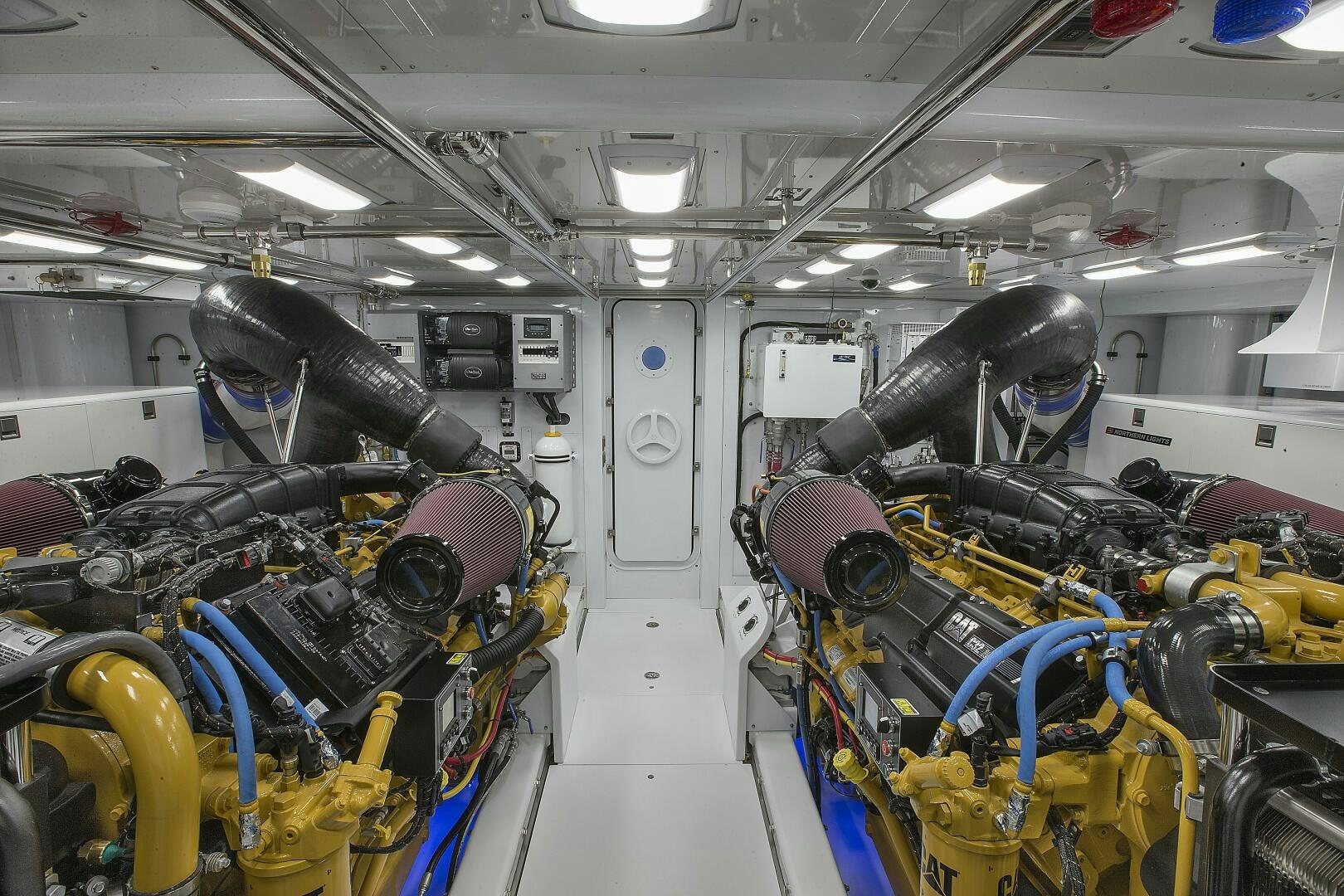 a room full of machinery aboard CAZADOR Yacht for Sale