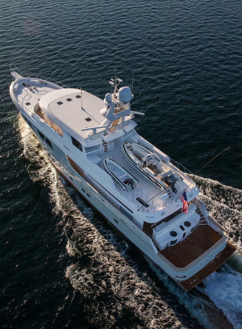a ship on the water aboard CAZADOR Yacht for Sale