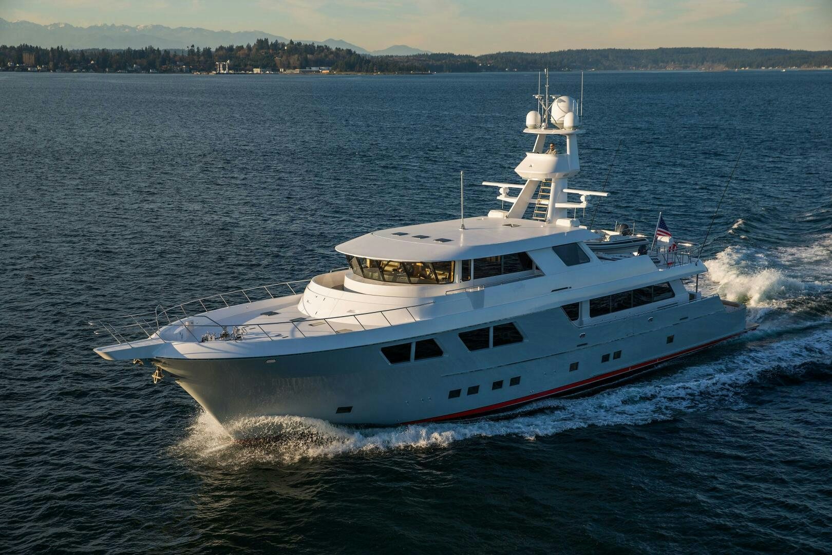 a large white boat aboard CAZADOR Yacht for Sale