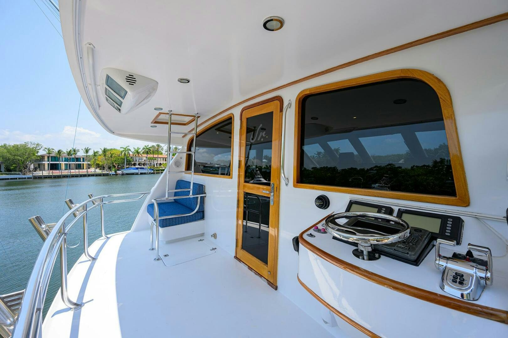 a boat with a desk and a computer on it aboard JR Yacht for Sale