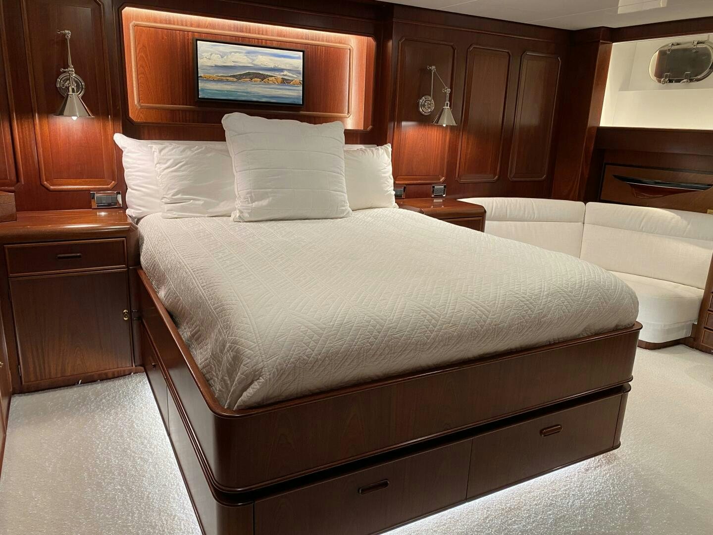 a couple of beds in a hotel room aboard PRECIOUS CARGO Yacht for Sale