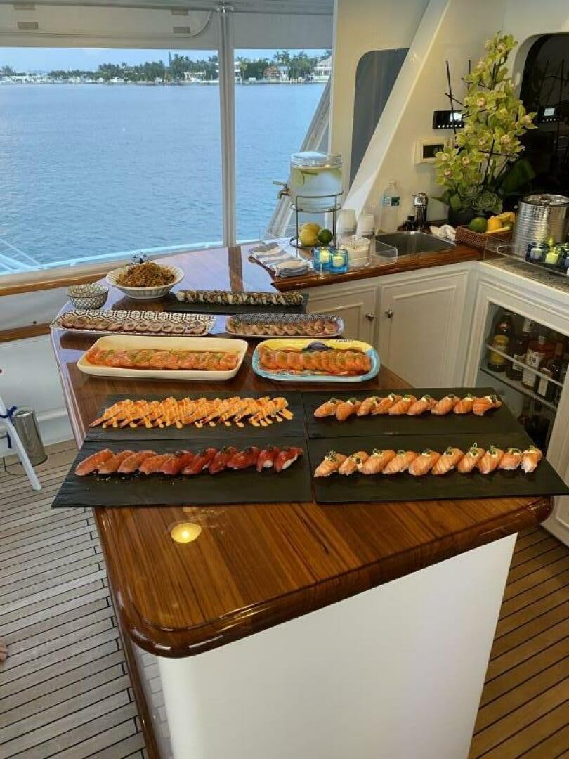 pizzas on a counter aboard PRECIOUS CARGO Yacht for Sale