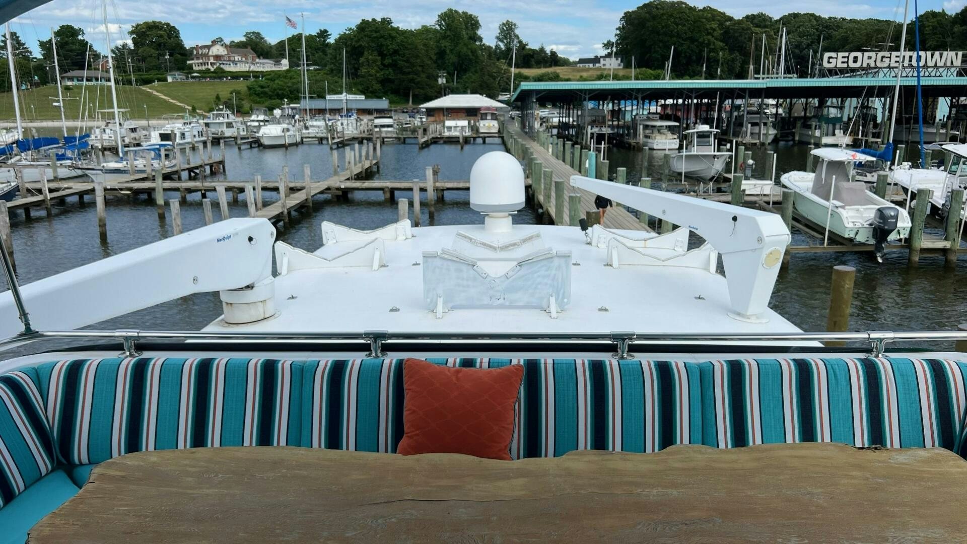 a boat in a harbor aboard SEA OWL Yacht for Sale