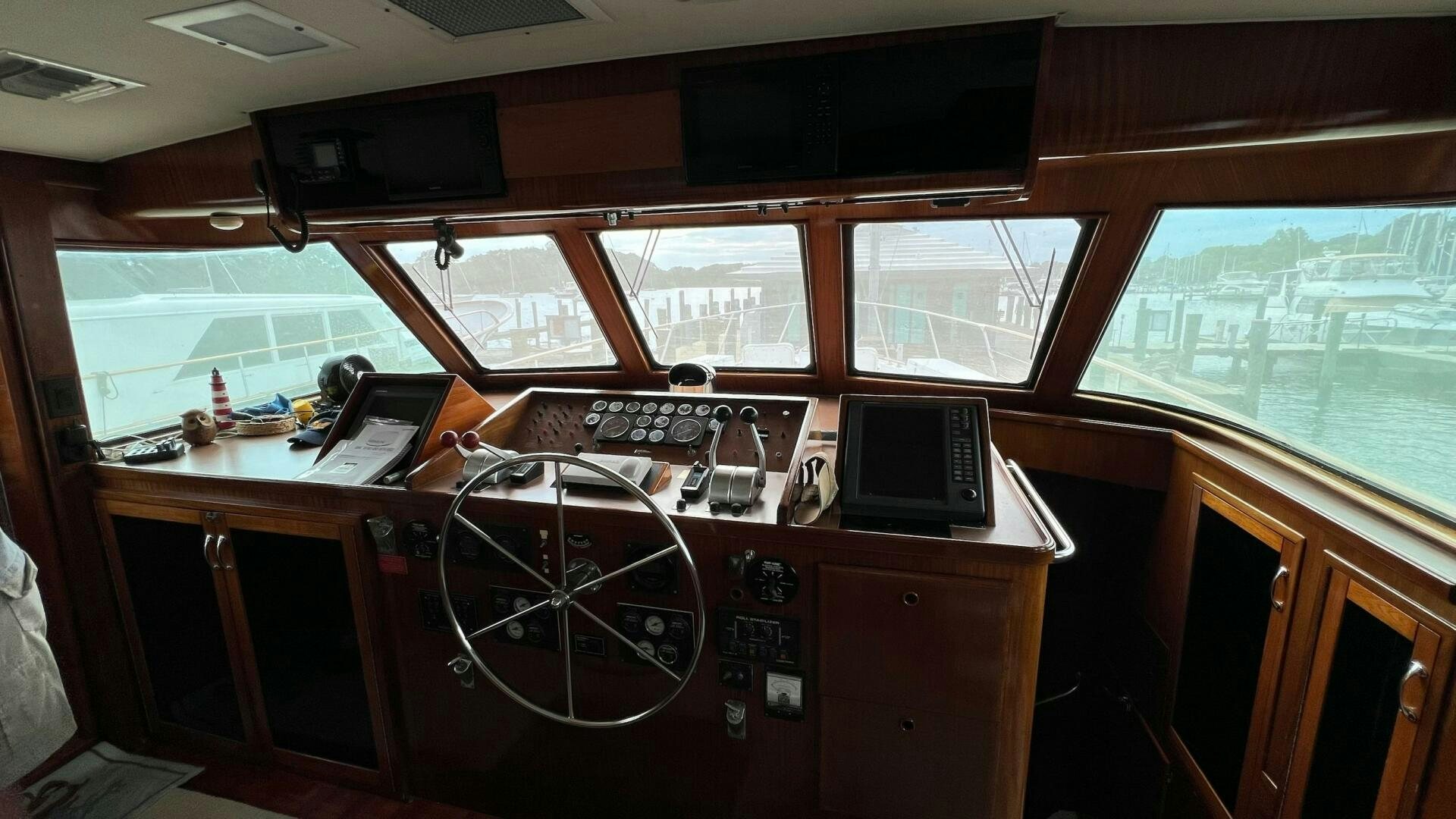a room with a desk and computer aboard SEA OWL Yacht for Sale