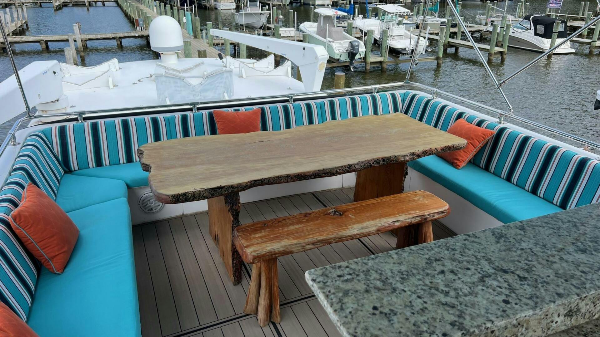 a table on a boat aboard SEA OWL Yacht for Sale
