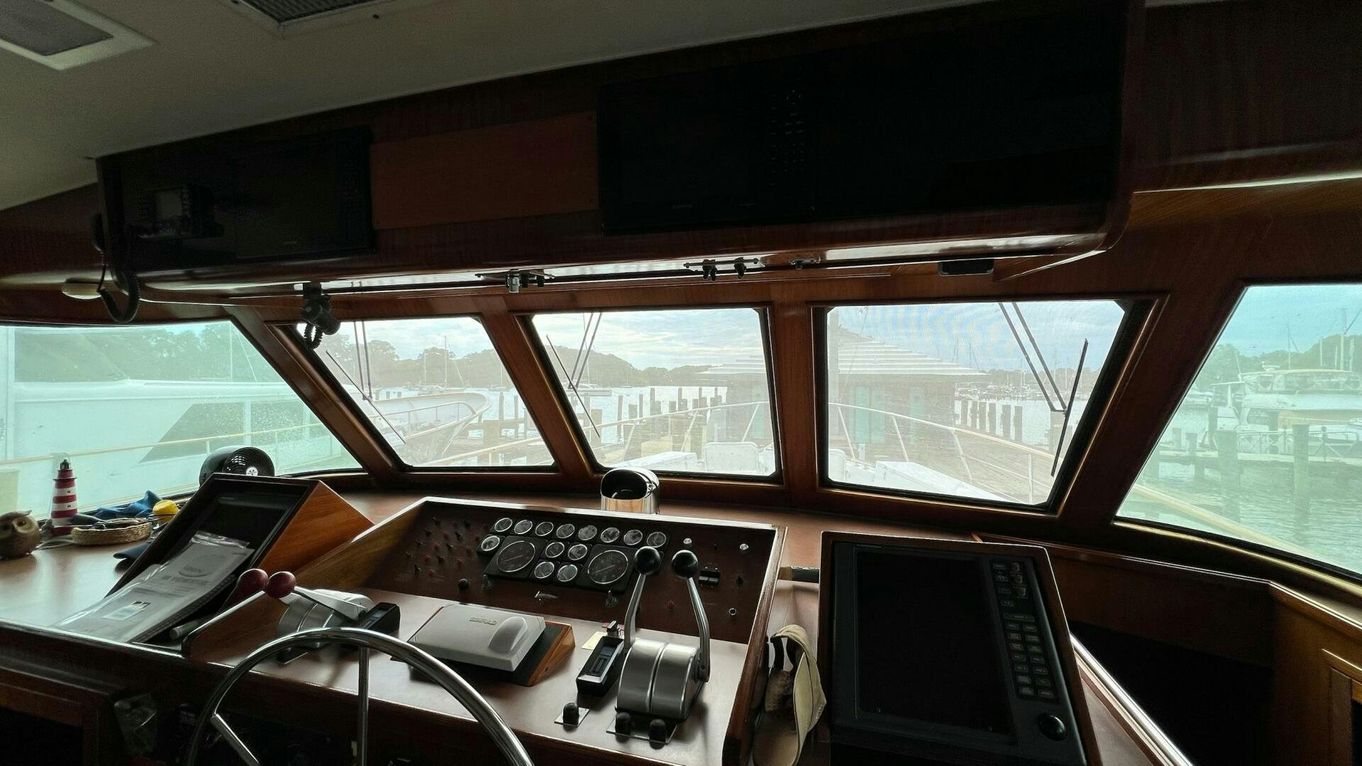 a control panel in a vehicle aboard SEA OWL Yacht for Sale
