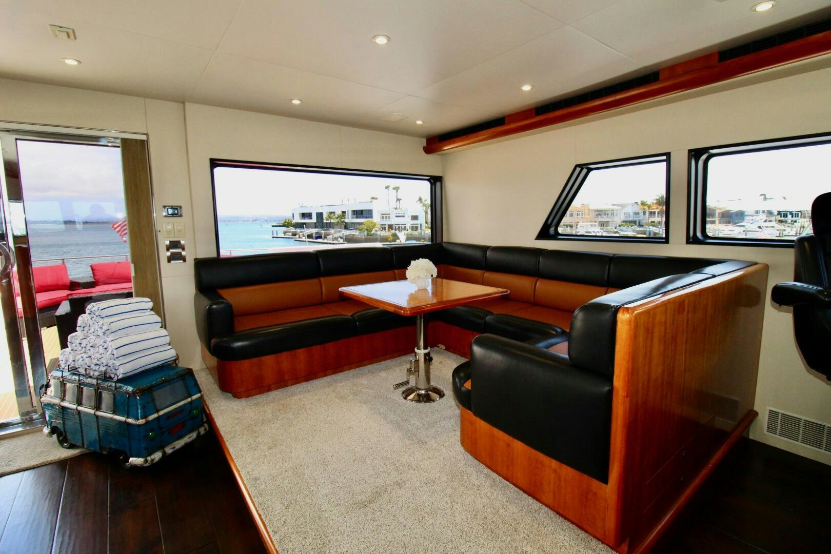 a room with a desk and a tv aboard MY WAY Yacht for Sale