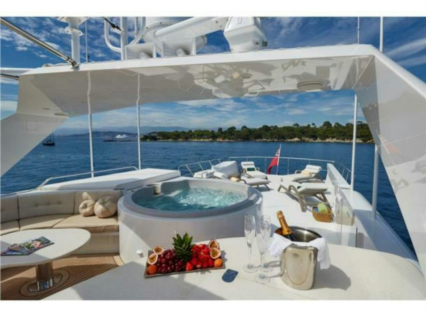 a table with food on it aboard INTEGRITY Yacht for Sale