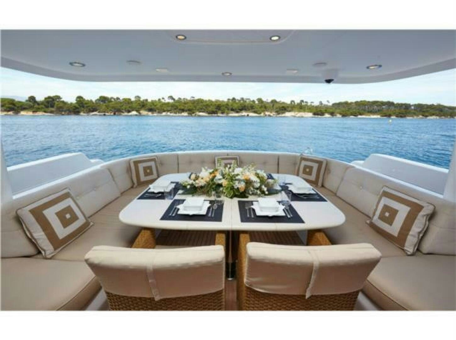 a table on a boat aboard INTEGRITY Yacht for Sale