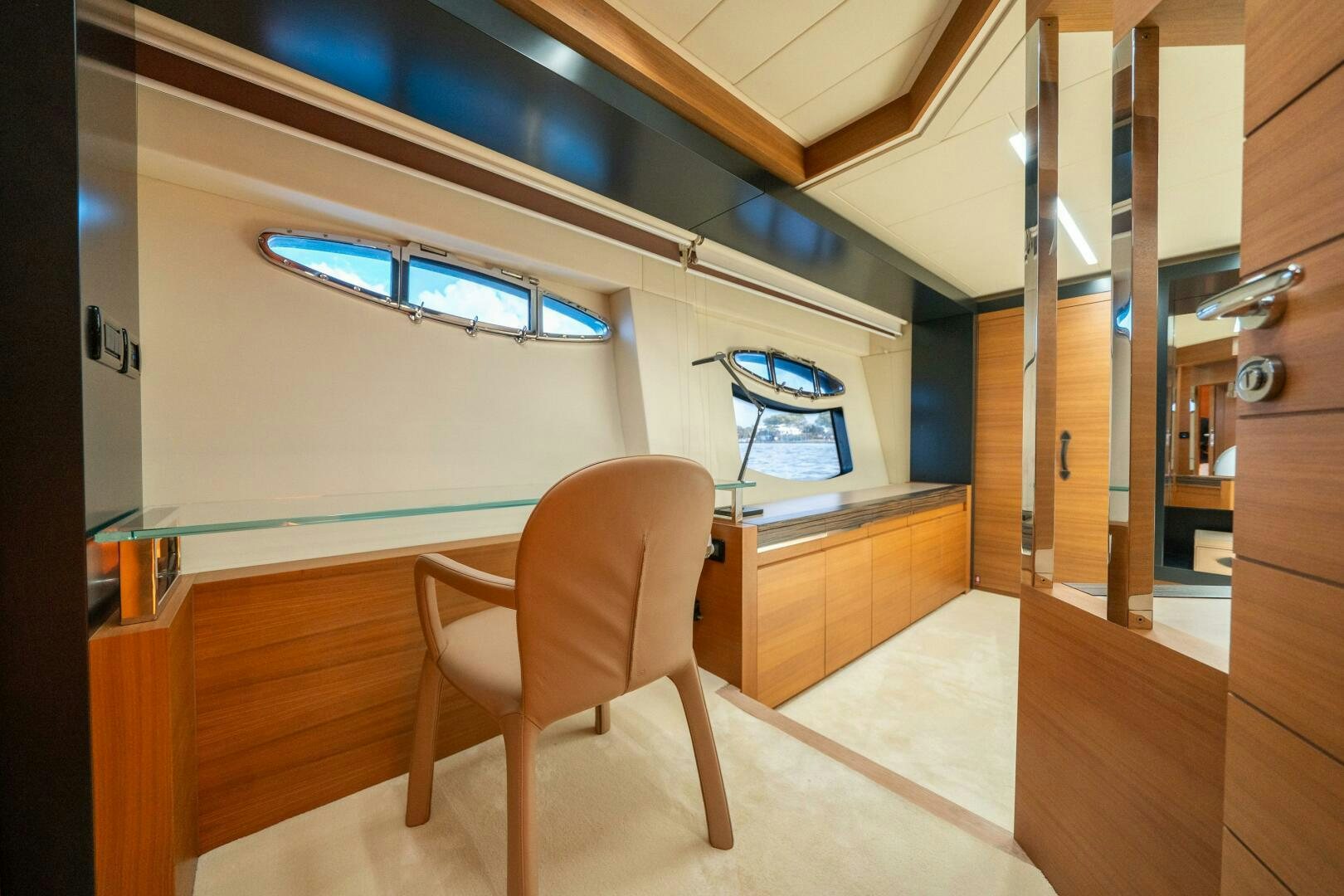a chair in a room aboard INCOGNITO Yacht for Sale