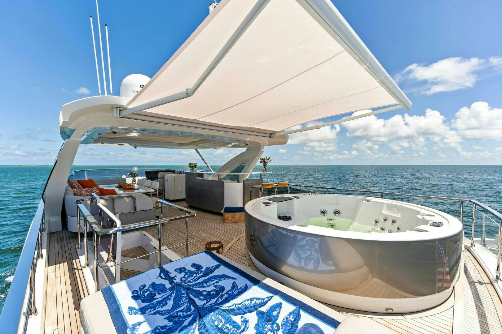 a boat on the water aboard LIMITLESS Yacht for Sale
