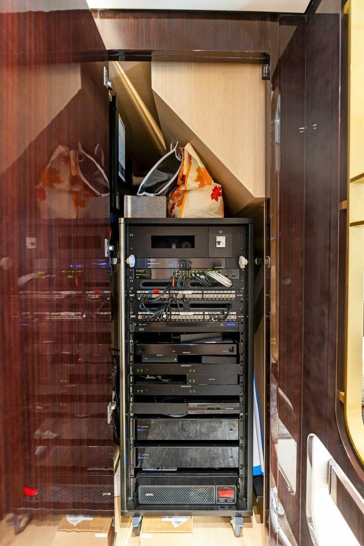 a black and silver machine aboard LIMITLESS Yacht for Sale