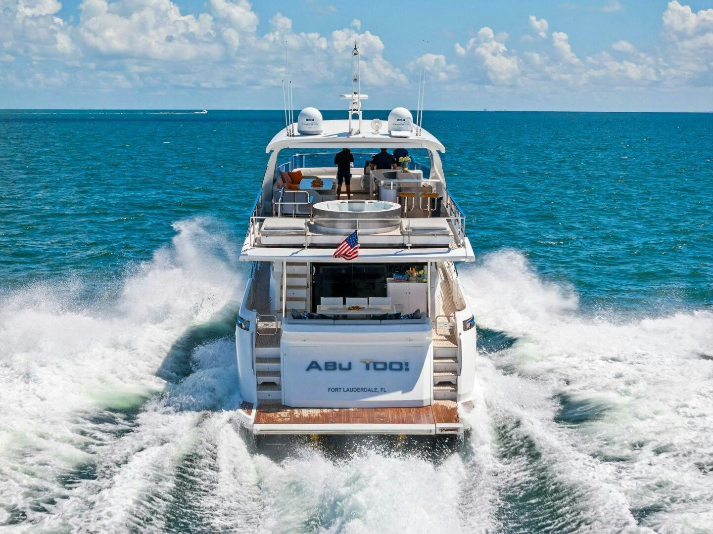 a boat on the water aboard LIMITLESS Yacht for Sale