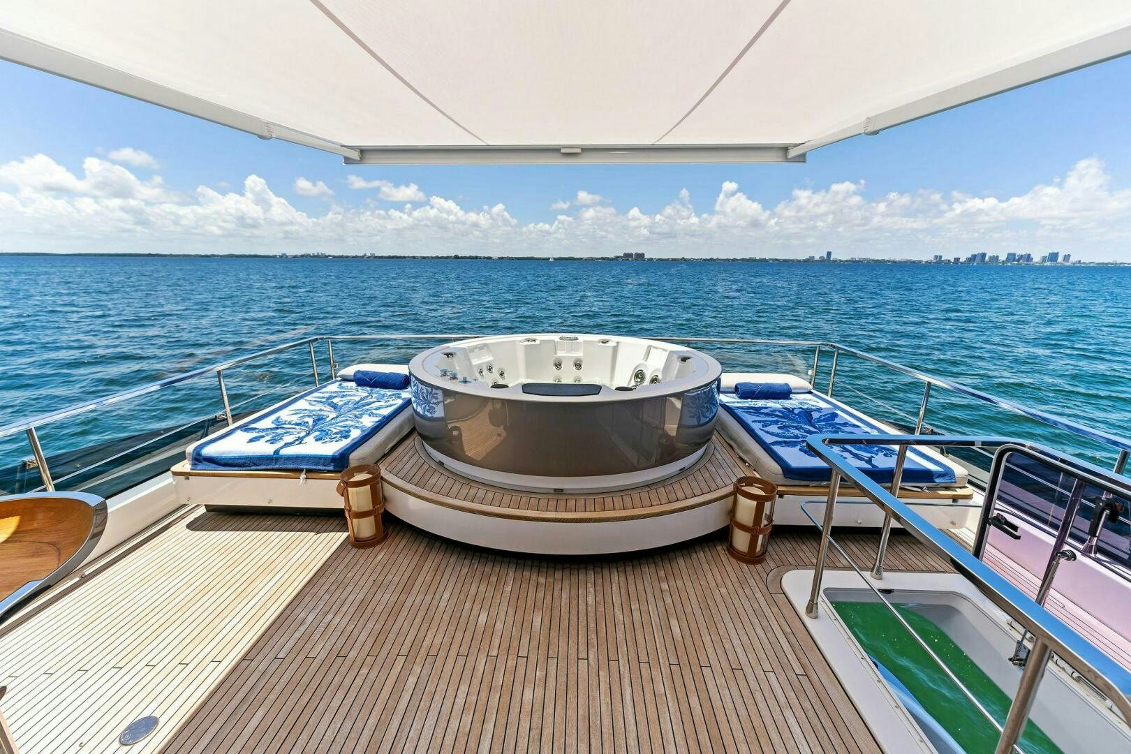 a boat on a dock aboard LIMITLESS Yacht for Sale