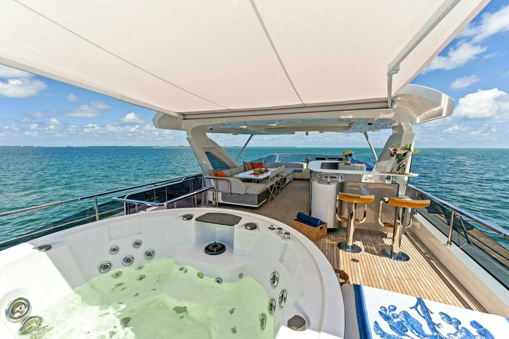 a boat on the water aboard LIMITLESS Yacht for Sale