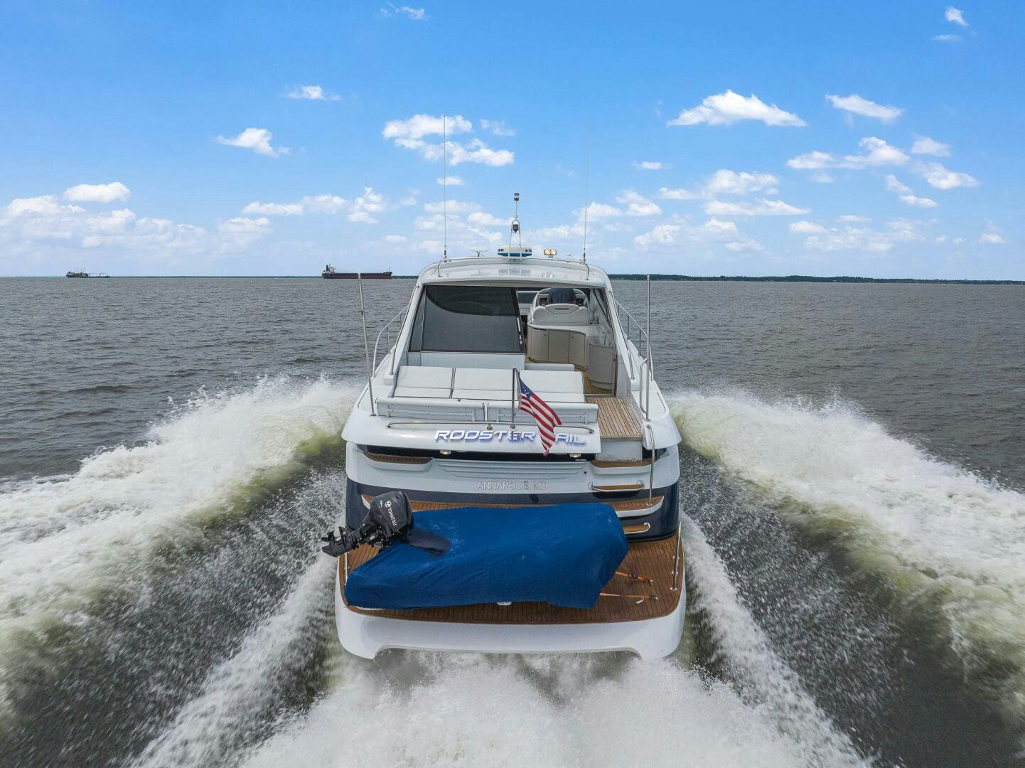 a boat on a body of water aboard ROOSTERTAIL Yacht for Sale