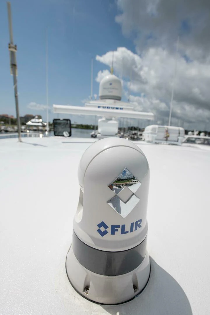 a snow mobile on a snowy runway aboard TIME-2 FLY Yacht for Sale