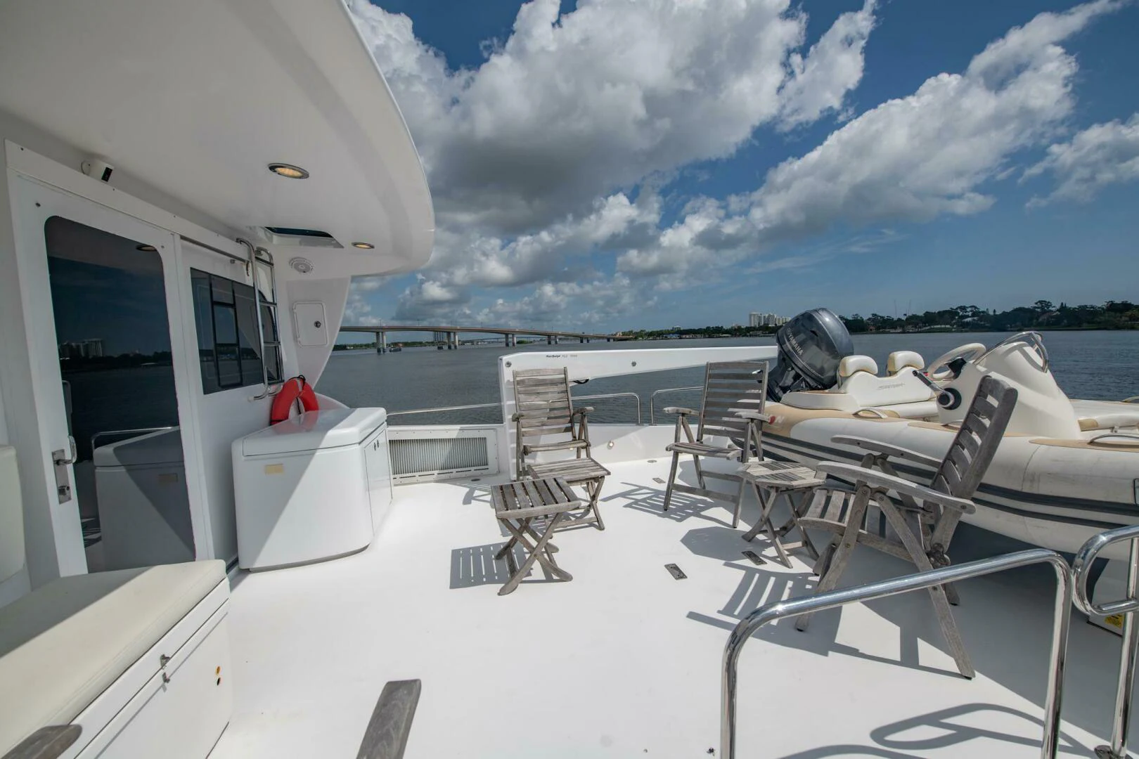 a boat on a deck aboard TIME-2 FLY Yacht for Sale