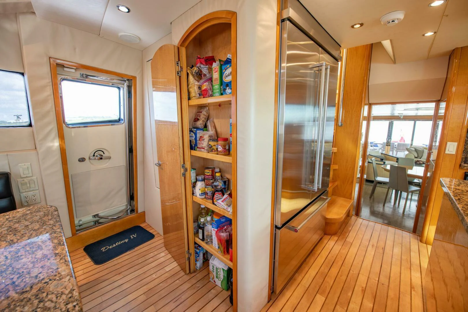 a room with a closet and shelves aboard TIME-2 FLY Yacht for Sale