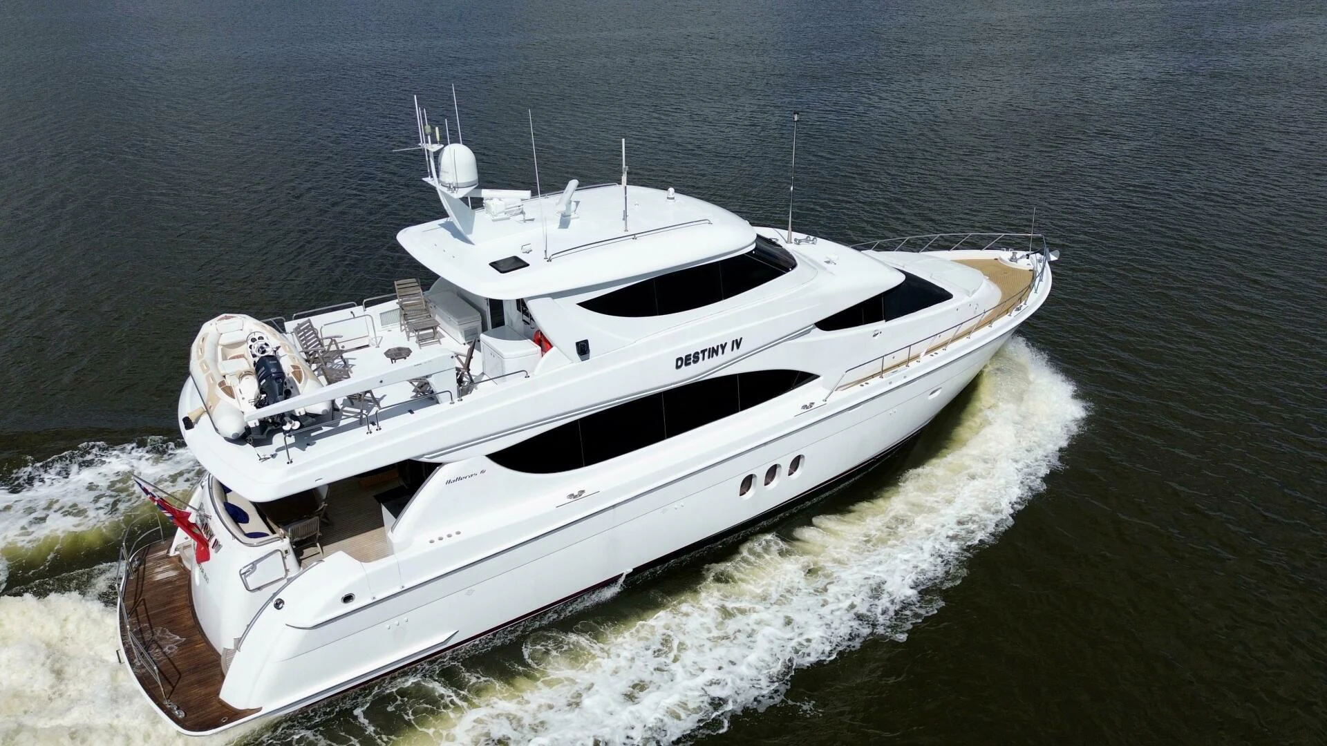 a white boat on the water aboard TIME-2 FLY Yacht for Sale