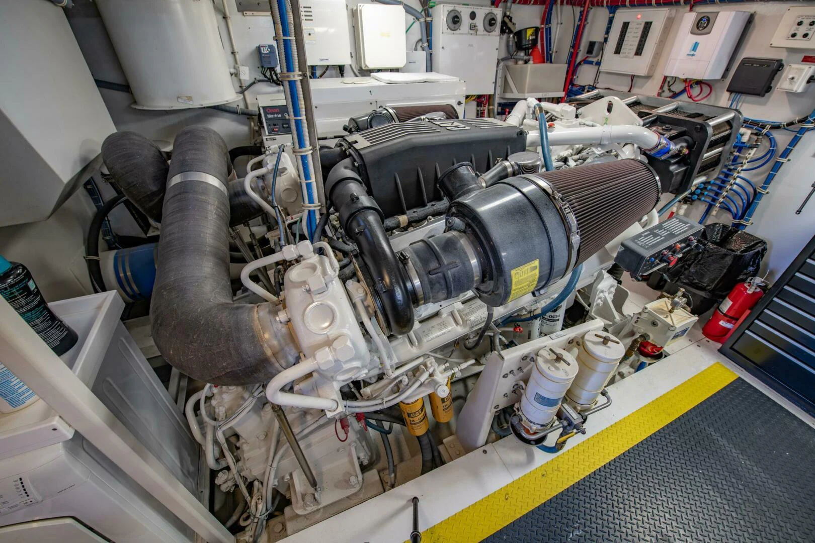 a machine with a large metal cylinder aboard TIME-2 FLY Yacht for Sale