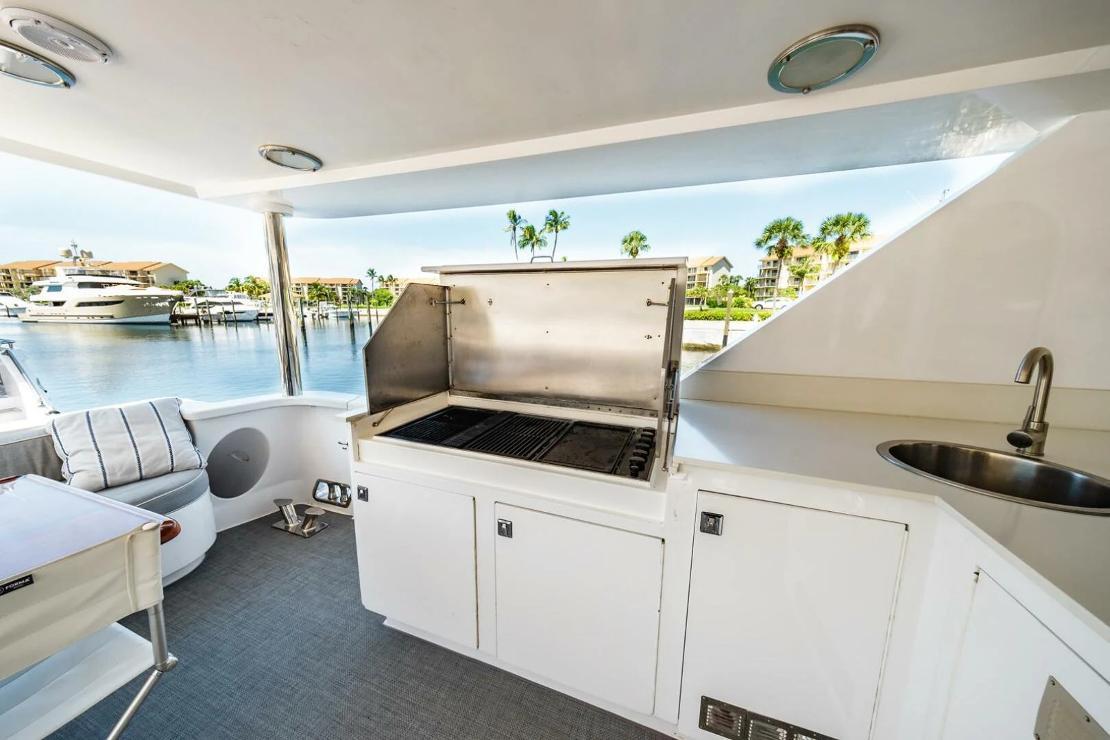 a kitchen with a large oven aboard GRACE Yacht for Sale
