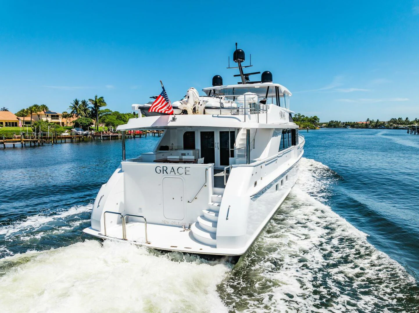 a boat on the water aboard GRACE Yacht for Sale