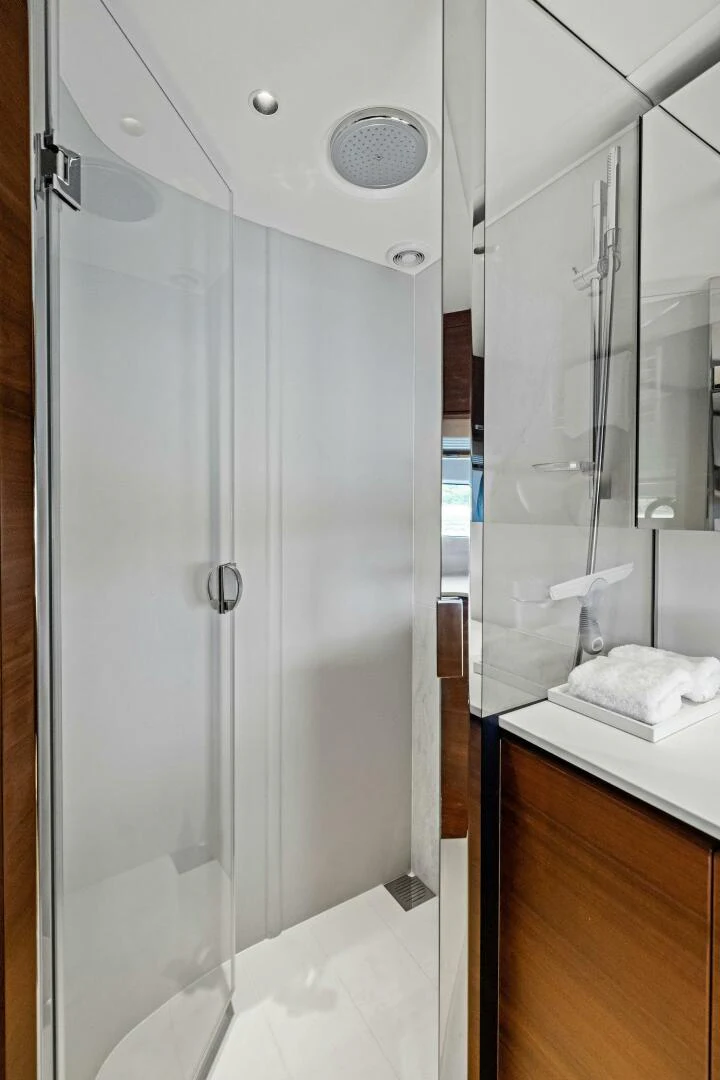 a shower unit in a bathroom aboard RAW BAR Yacht for Sale