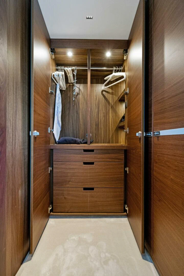 a bathroom with a large mirror aboard RAW BAR Yacht for Sale