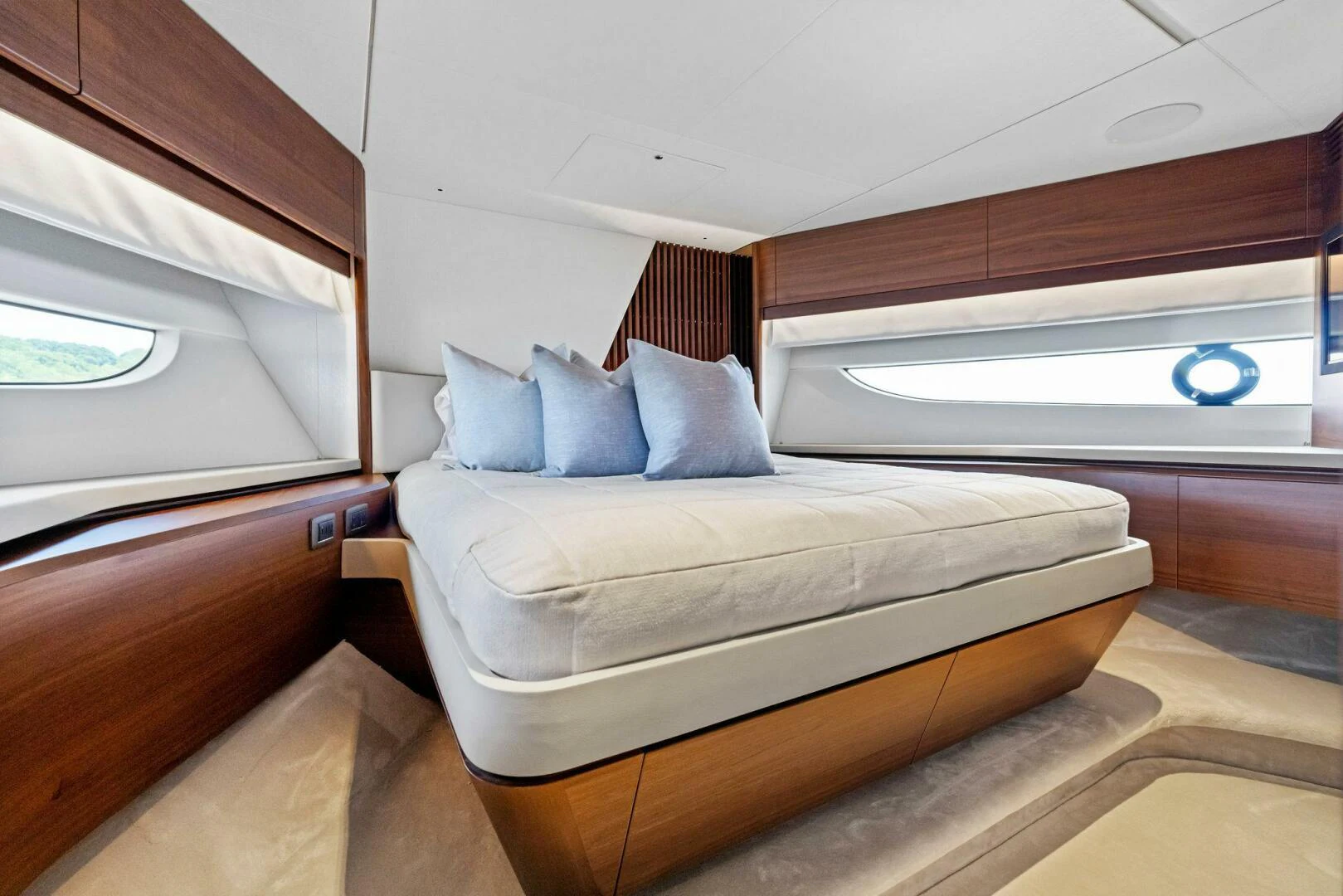 a bed in a room aboard RAW BAR Yacht for Sale
