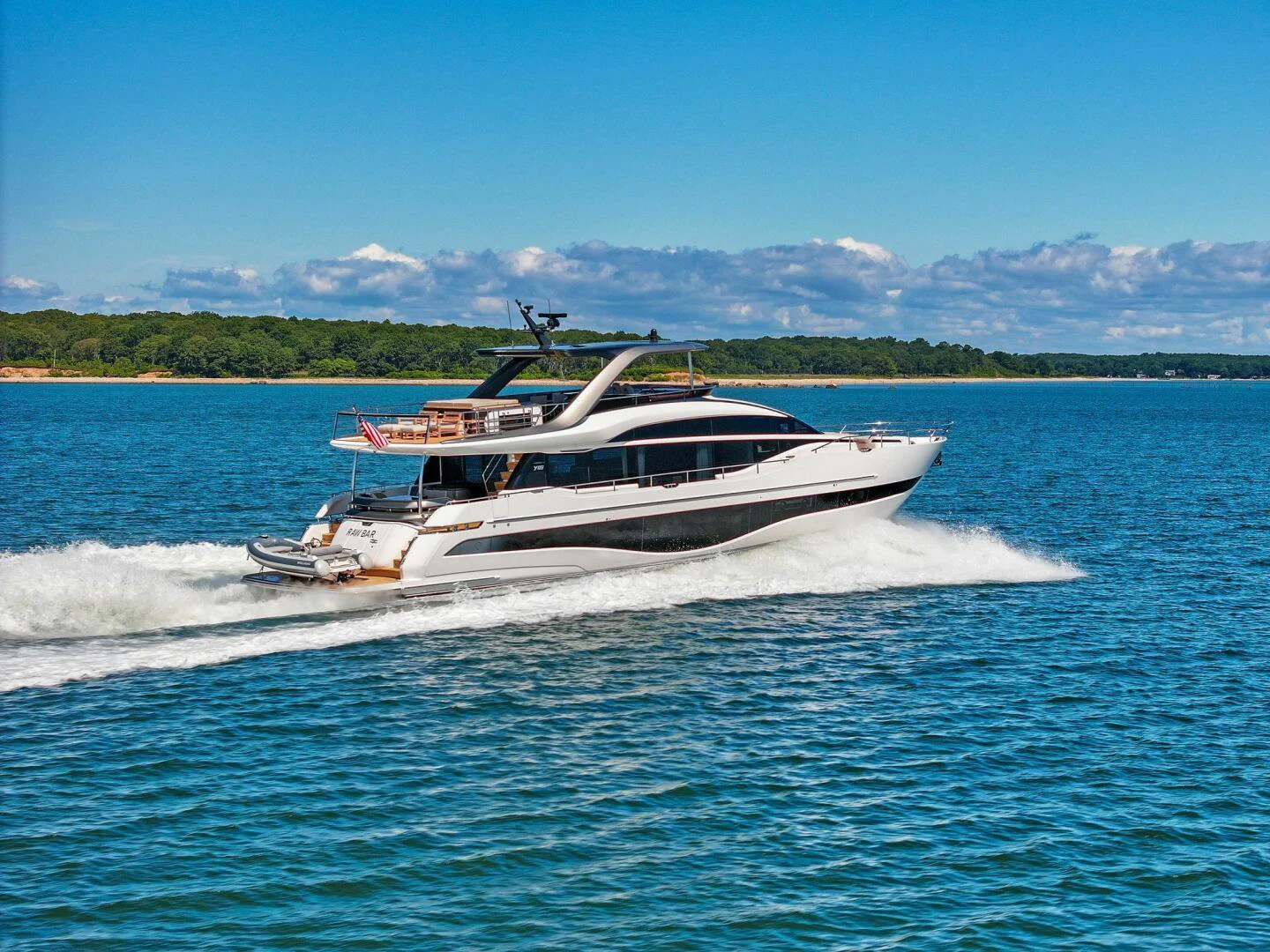 a boat on the water aboard RAW BAR Yacht for Sale