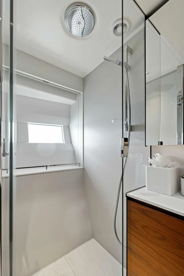 a shower unit in a bathroom aboard RAW BAR Yacht for Sale