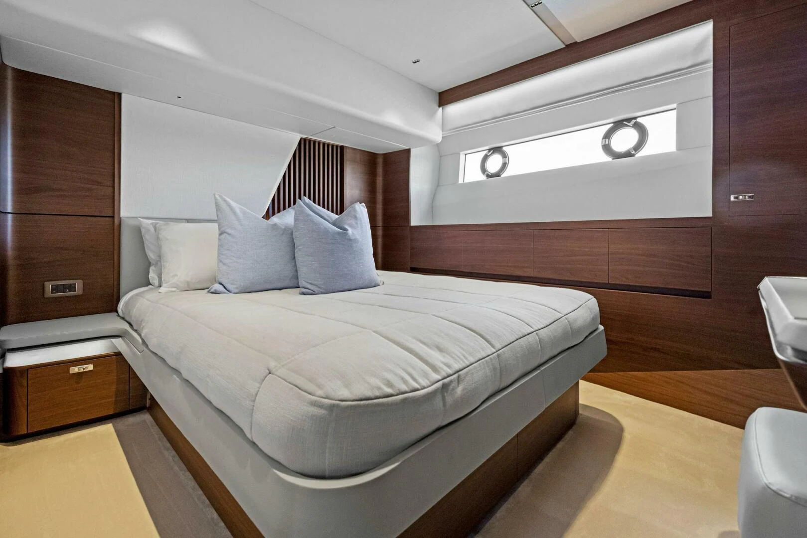 a bed in a room aboard RAW BAR Yacht for Sale