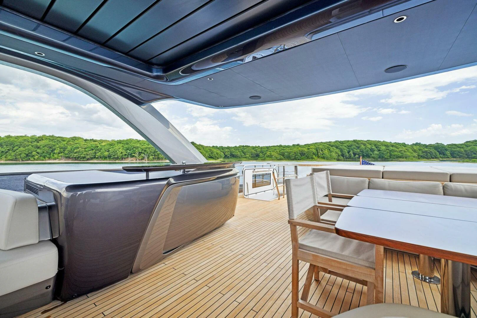 a boat on a water body aboard RAW BAR Yacht for Sale