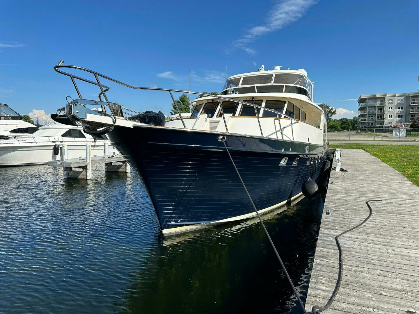 a boat docked at a pier aboard MISS STEPHANIE  Yacht for Sale
