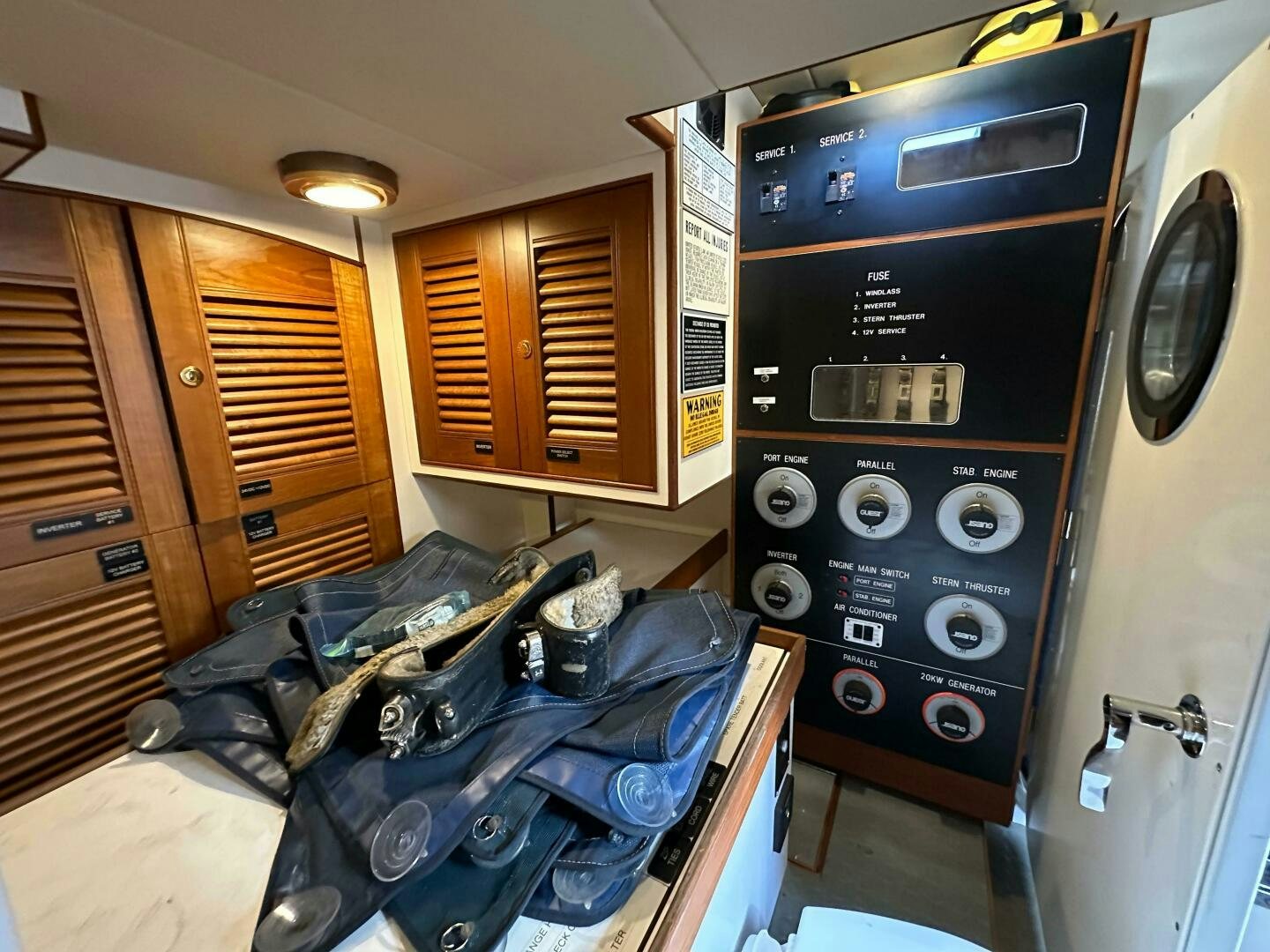 a room with a bed and a dryer aboard MISS STEPHANIE  Yacht for Sale