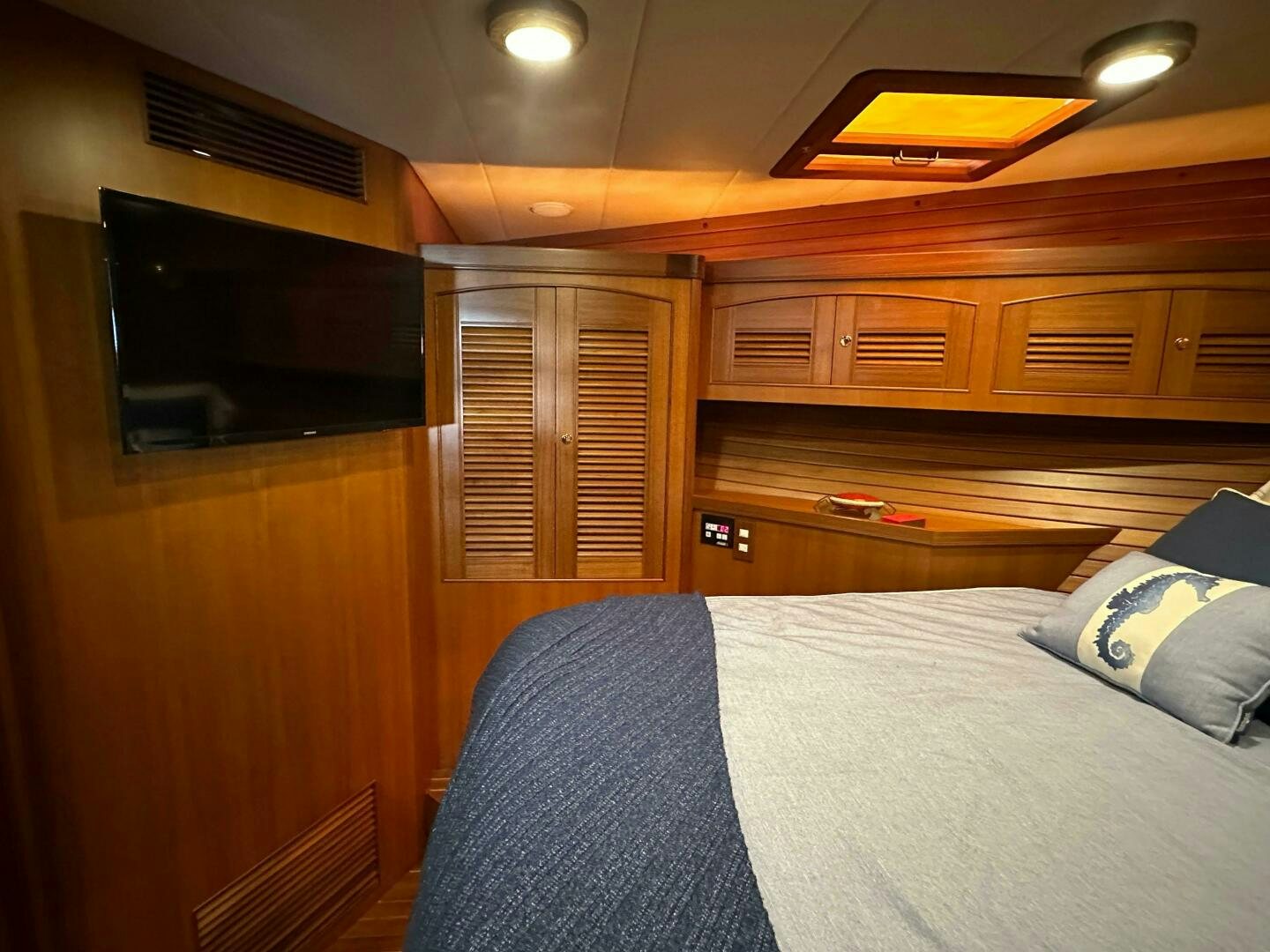 a bed in a cabin aboard MISS STEPHANIE  Yacht for Sale