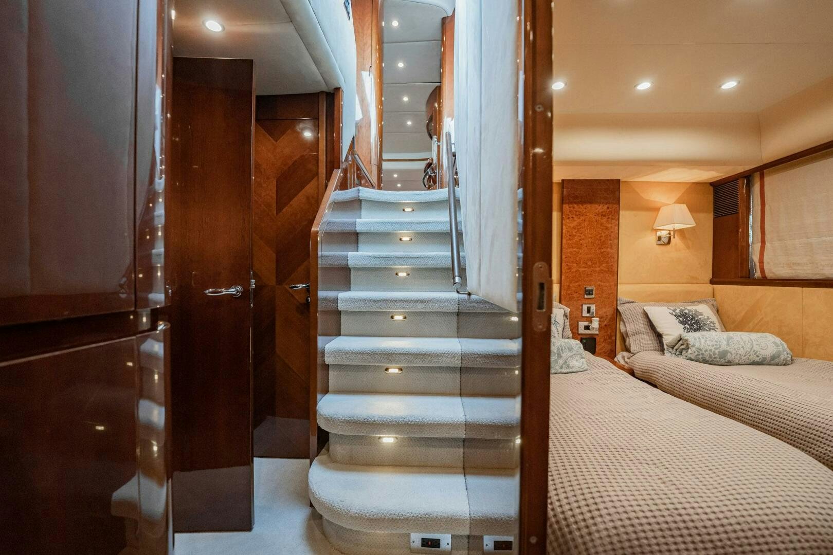 a bed and a closet in a room aboard HALF MINE Yacht for Sale