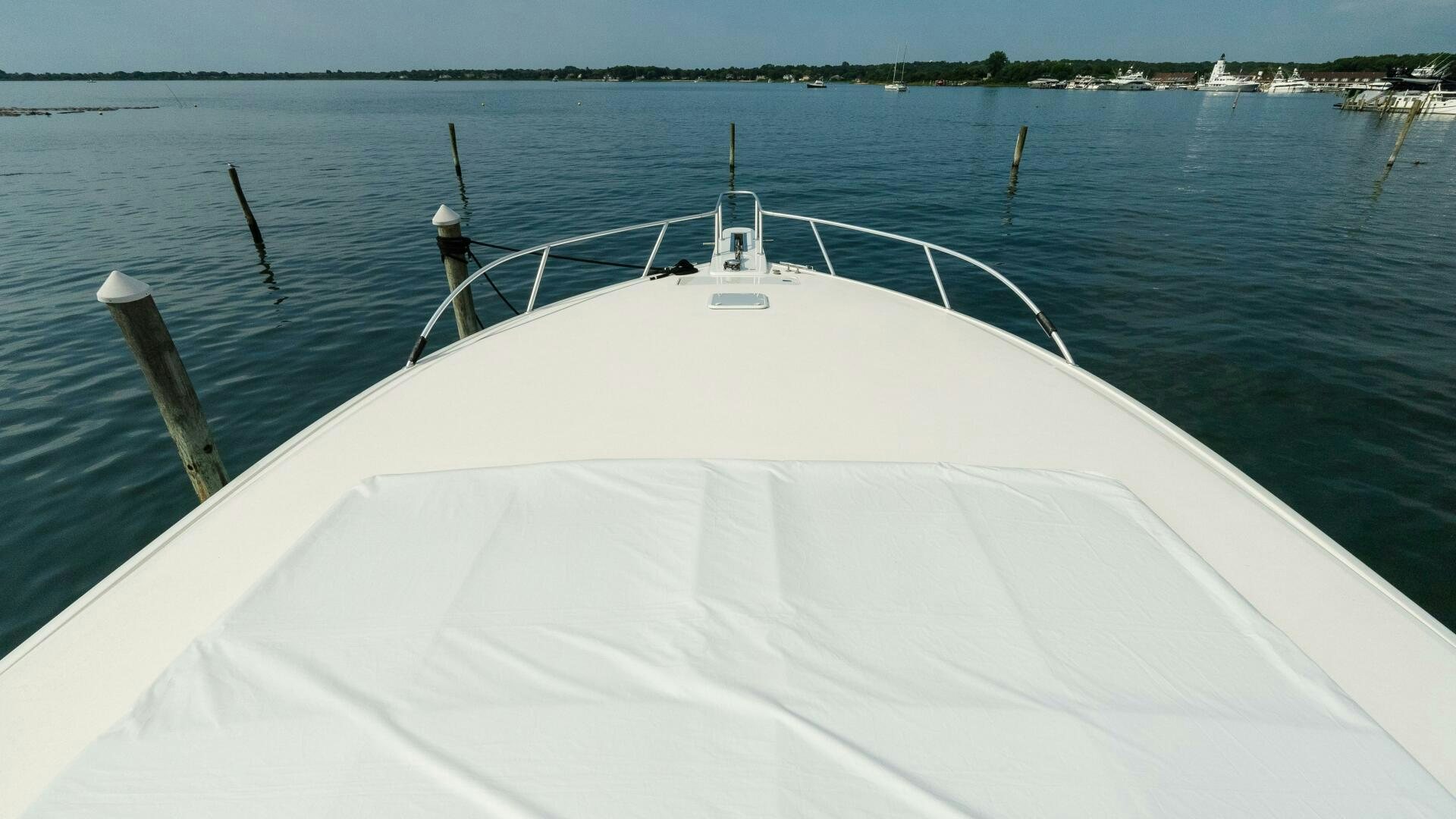 a white boat in the water aboard BLUE EYES Yacht for Sale