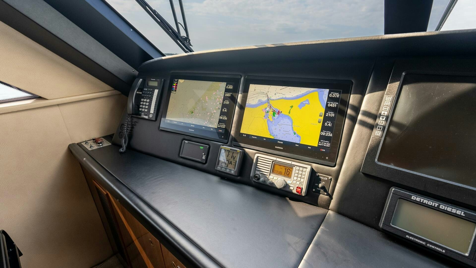 the inside of a car aboard BLUE EYES Yacht for Sale