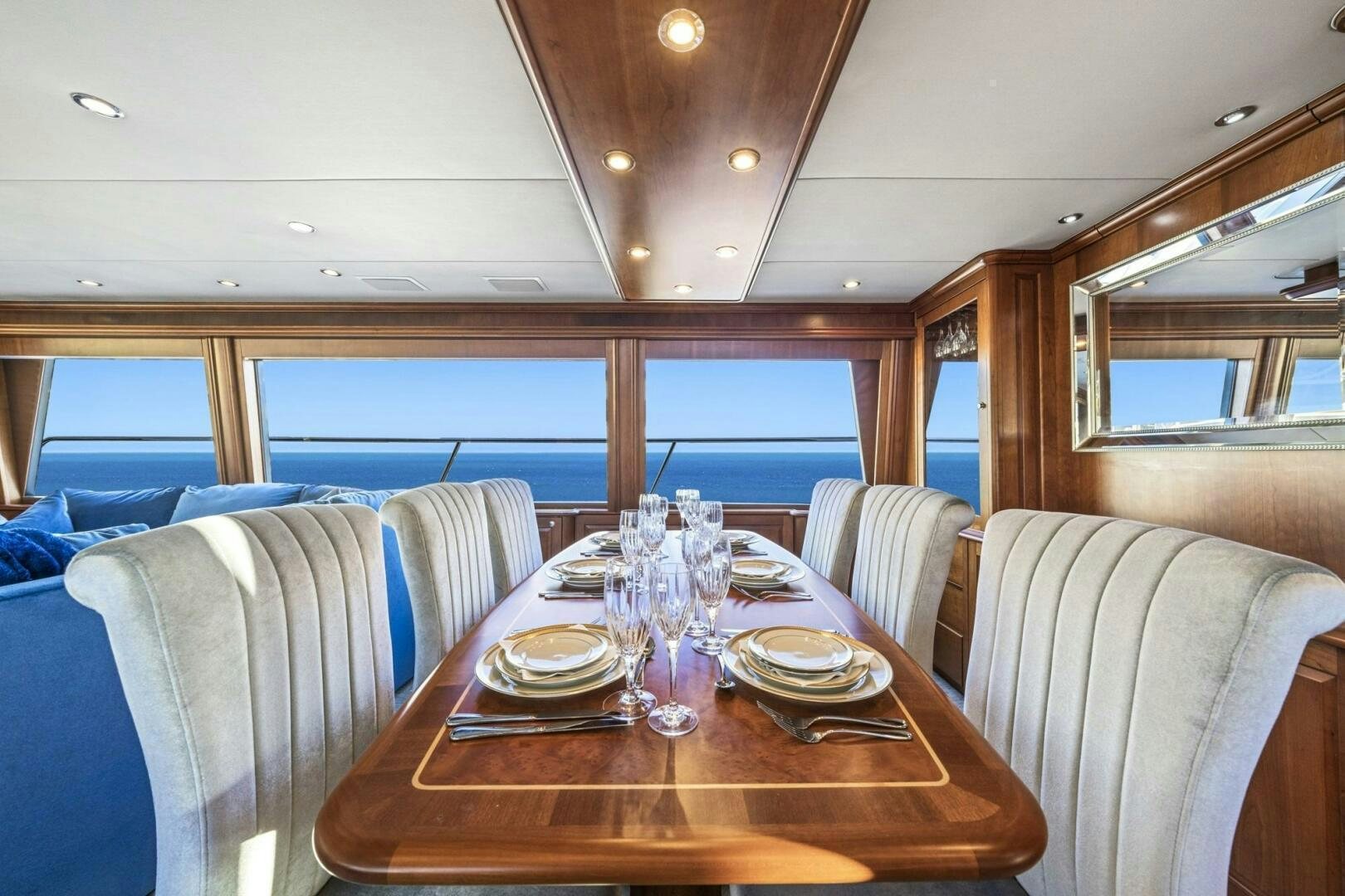 a dining table in a boat aboard LIFE'S A JOURNEY Yacht for Sale