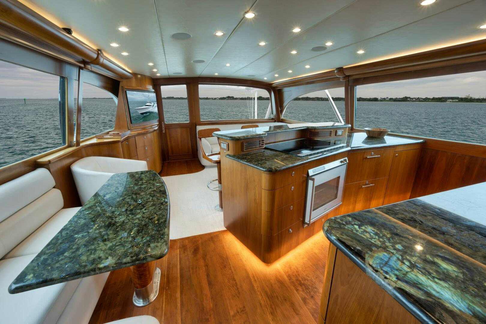 a large modern looking kitchen aboard LET  RIDE Yacht for Sale