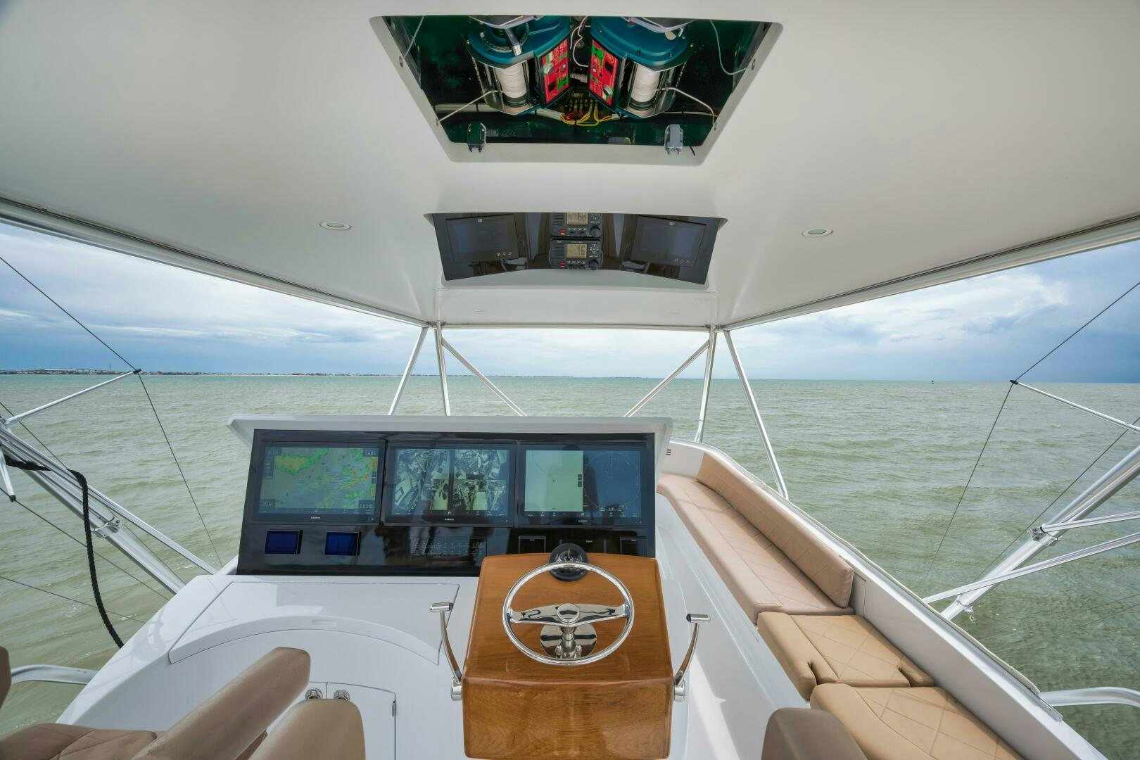 a boat with a laptop on it aboard LET  RIDE Yacht for Sale