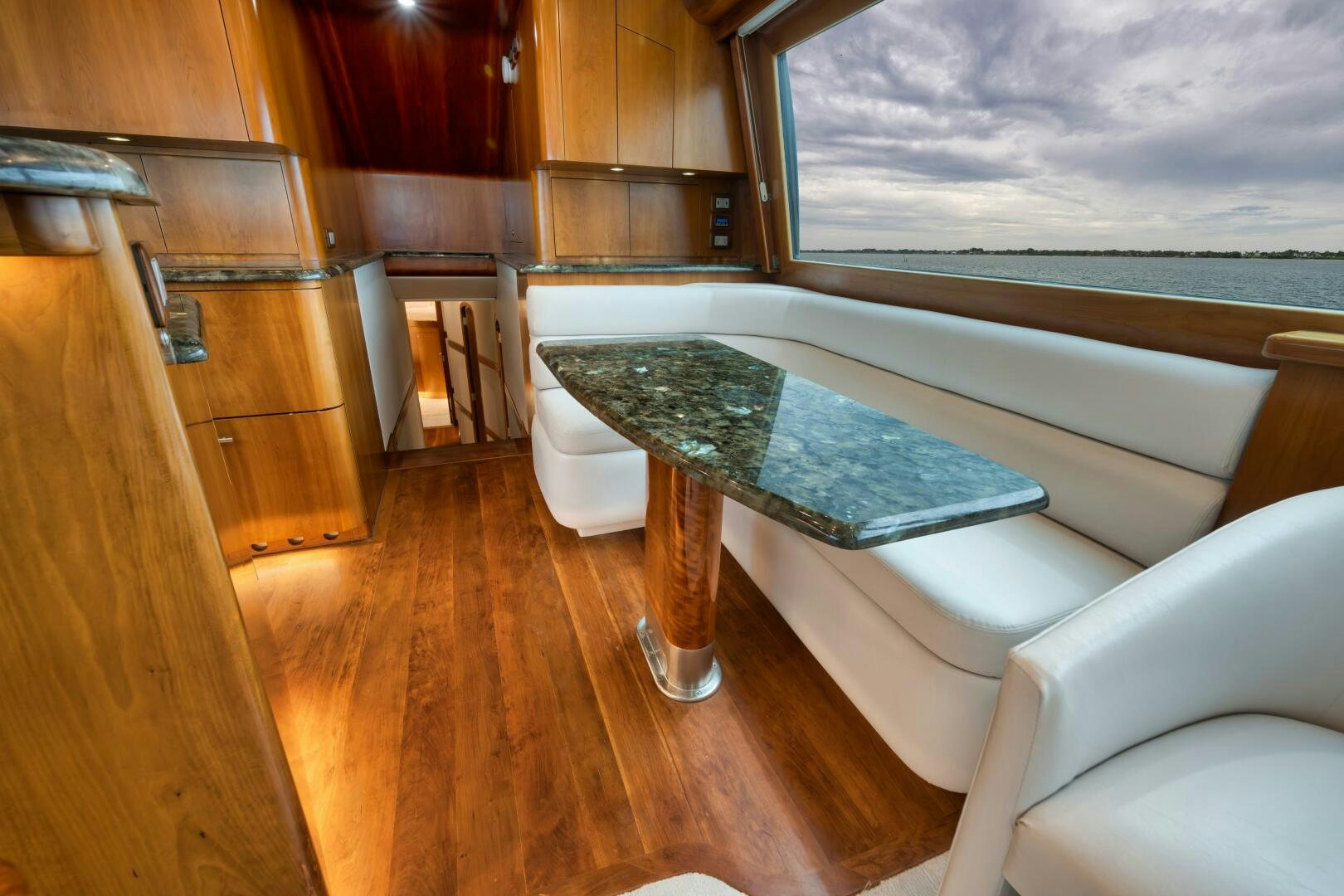 a large kitchen with a large jacuzzi aboard LET  RIDE Yacht for Sale