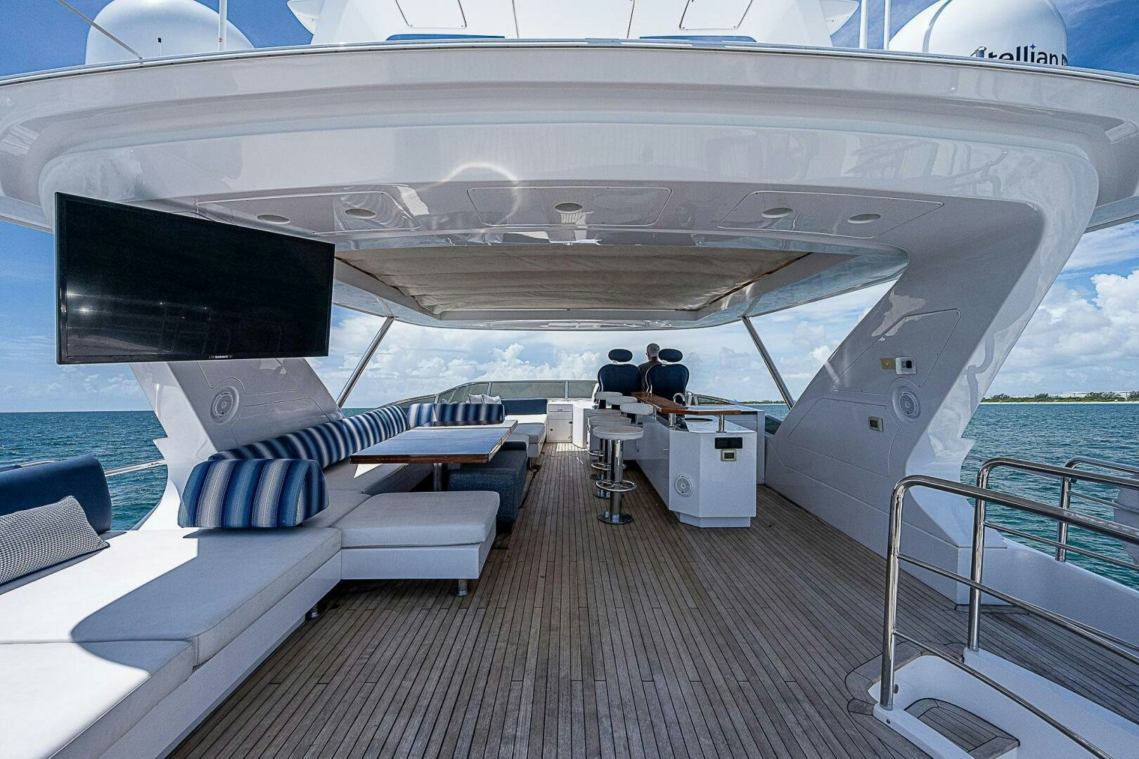 a large ship with a screen aboard LADY MARIE-CLAIRE Yacht for Sale