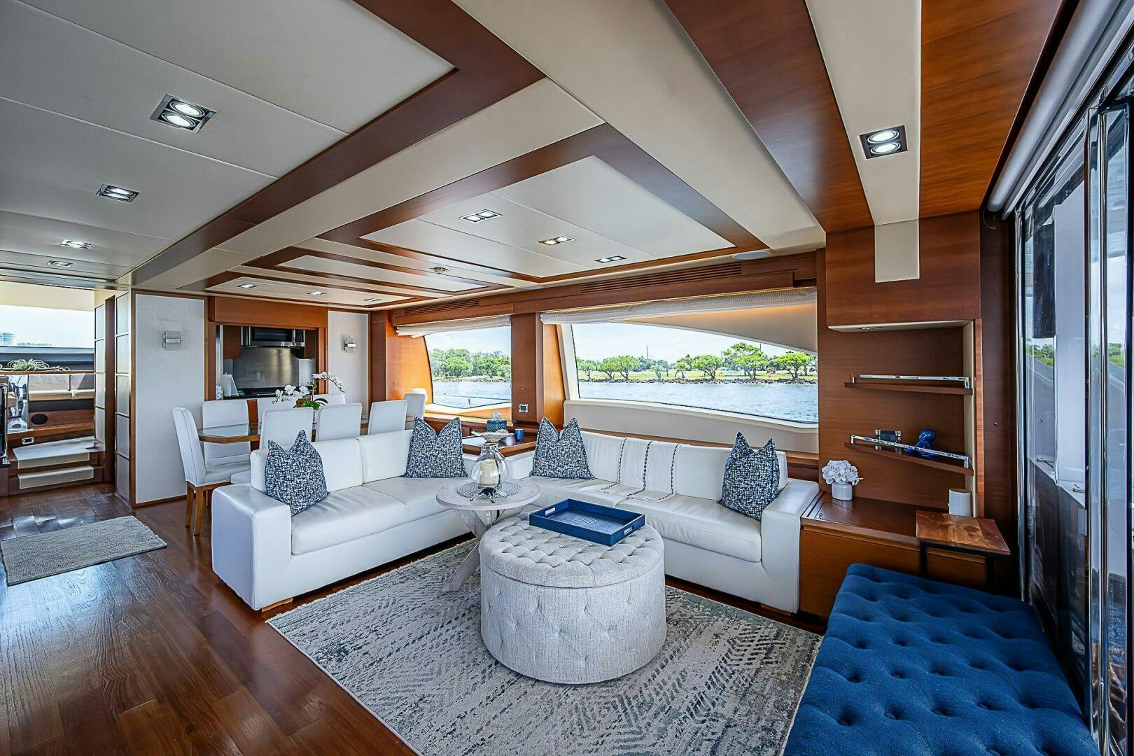 a living room with a large open window aboard LADY MARIE-CLAIRE Yacht for Sale